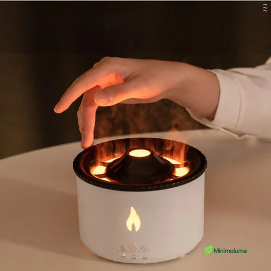 Difusor de Aromas Vulcão – Umidificador & Aromaterapia com LED e Nano Névoa