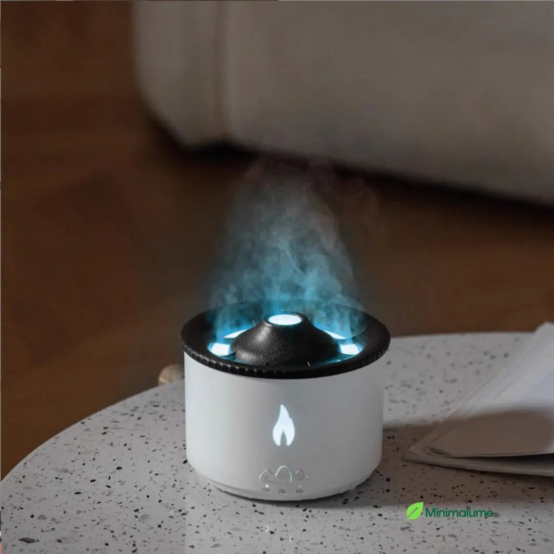Difusor de Aromas Vulcão – Umidificador & Aromaterapia com LED e Nano Névoa
