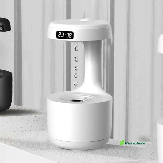 Umidificador Antigravidade com Relógio LED – Um Show de Aromas, Luz e Magia