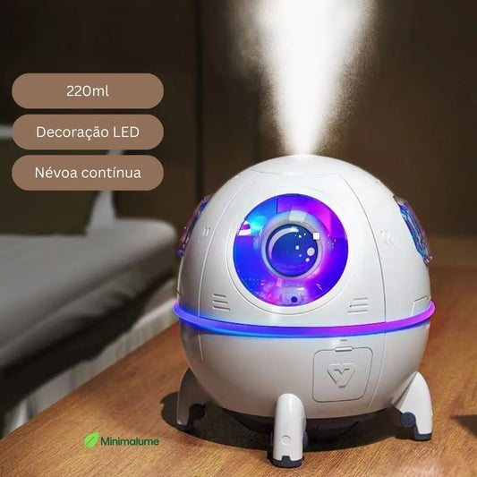 Umidificador Astronauta – 220ml, LED Colorido e Névoa Suave para Respiração Confortável