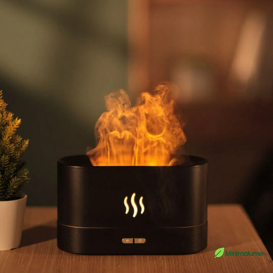 Umidificador de Chama – Aromaterapia, LED 7 Cores e Efeito de Fogo para um Ambiente Aconchegante