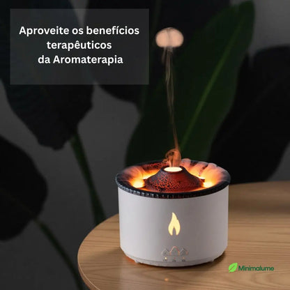 Difusor de Aromas Vulcão – Umidificador & Aromaterapia com LED e Nano Névoa