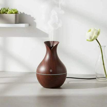 UMIDIFICADOR Difusor Vaso Madeira Escura